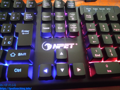 NPET ゲーミングキーボード K10 LED バックライト点灯