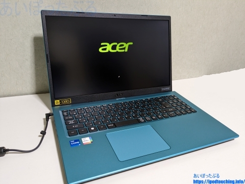 Acerノートパソコン Aspire3 A315-58-F58Y/B 電源ON