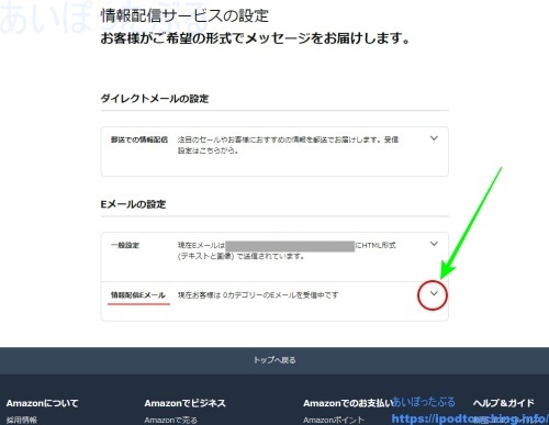 「情報配信サービスの設定」（amazon.co.jp）